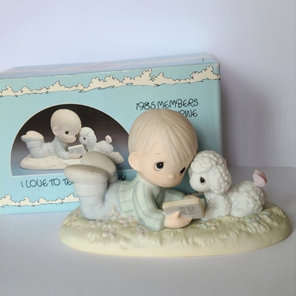 Vintage Special Edition Precious Moments Boy Lamb Collectible Porcelain Figurine